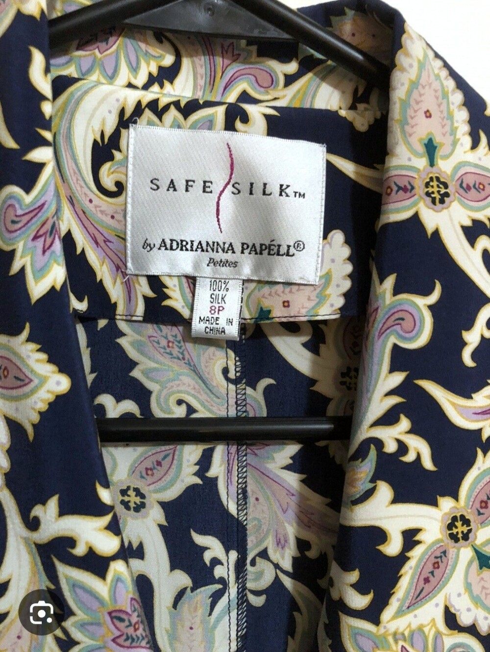 Vintage 100 Silk Dress Adrianna Papell Safe Silk Paisley Floral Short Sleeve 4P